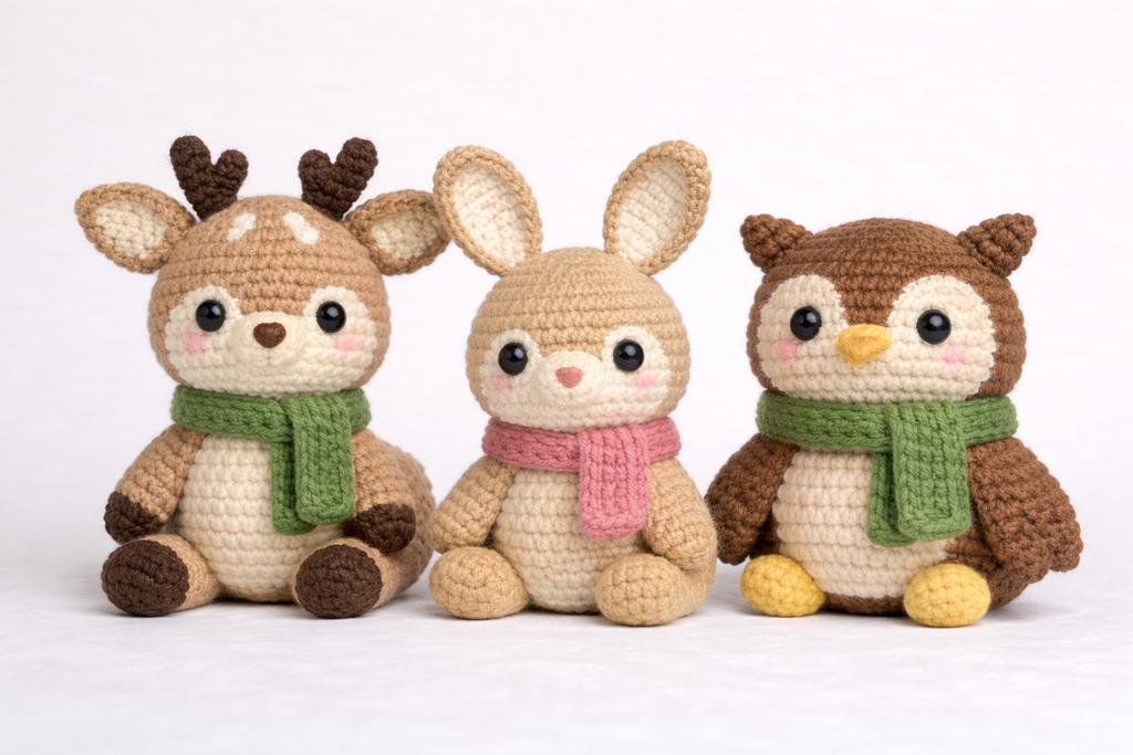 Woodland Friends Amigurumi Crochet Pattern Bundle – 3 Patterns, Instant PDF